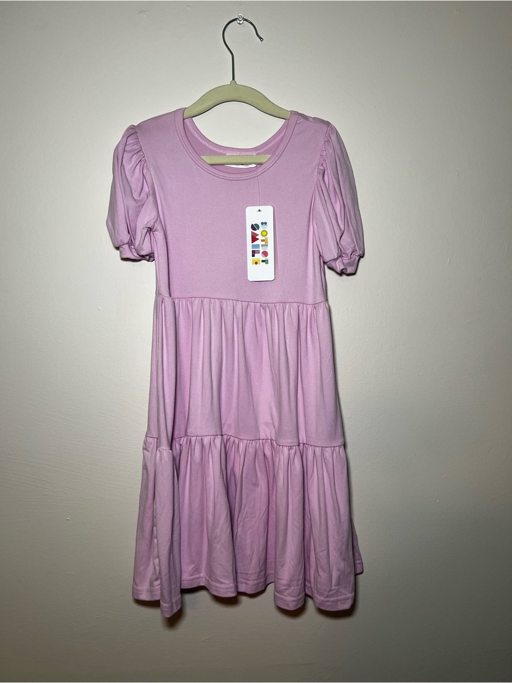 Dot Dot Smile Lilac Puff-Sleeve Tiered Dress